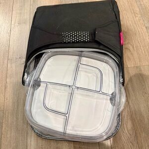Pampered Chef Black Party Platter with Insulated Carry Case
